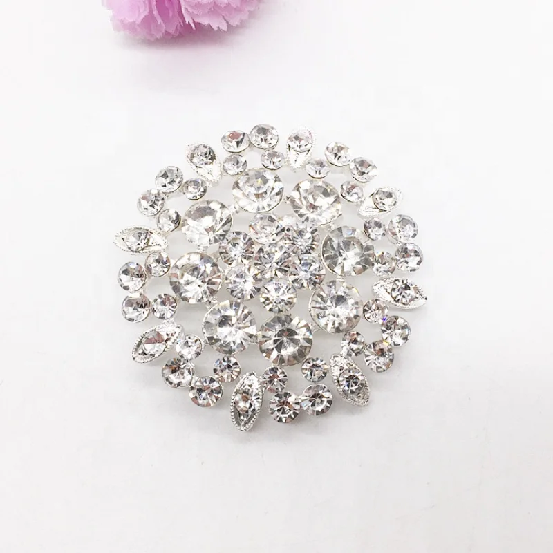 Crystal rhinestone wedding decoration woman jewelry silver brooch safety pin