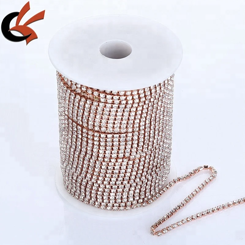 wedding cake decoration rose gold plating wholesale glass rhinestone chain