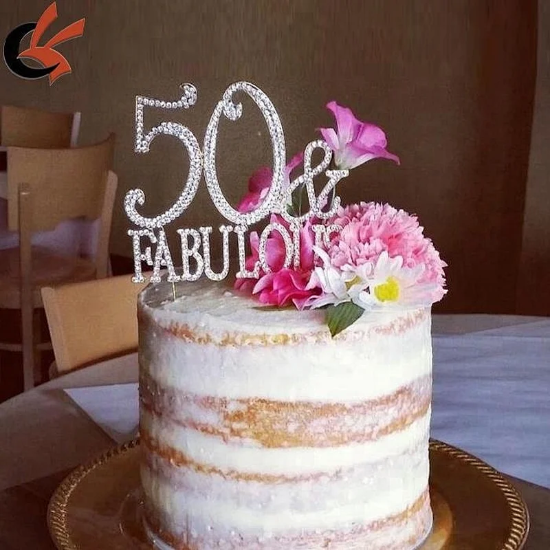 40 & FABULOUS Crystal Rhinestone Cake Topper