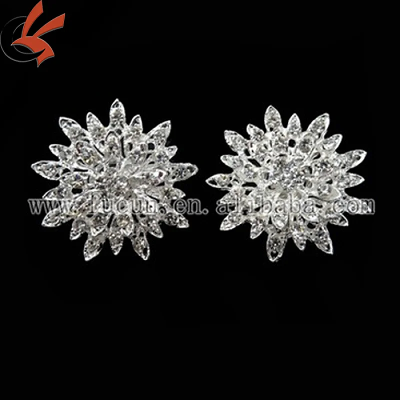 Rhinestone Crystal Wedding Bridal Bouquet Silver Flower Faux Pearl Brooch Pin