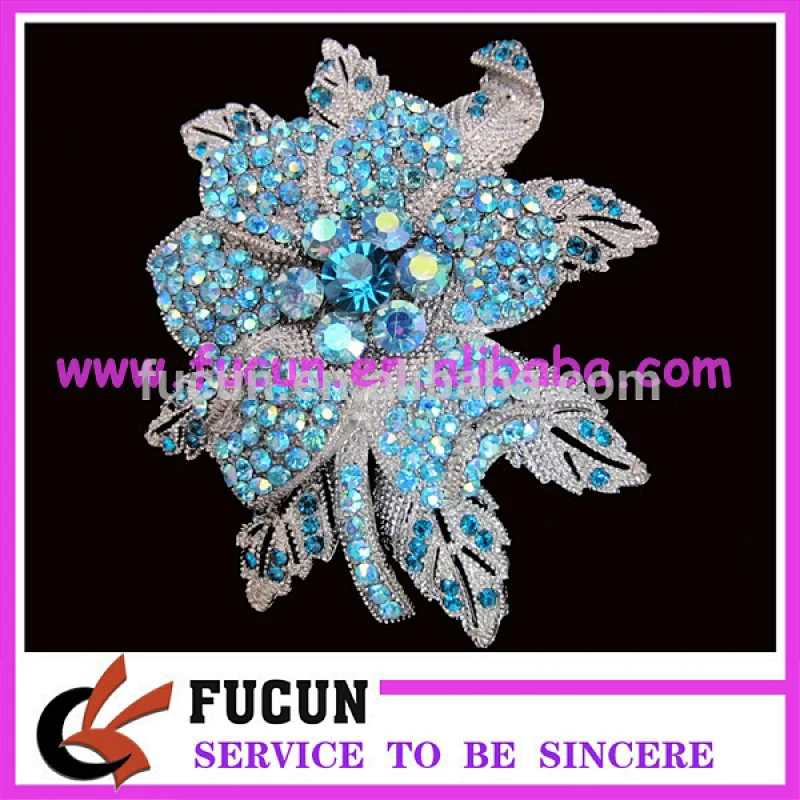 Fashion handmade colorful rhinestone flower brooch with pin