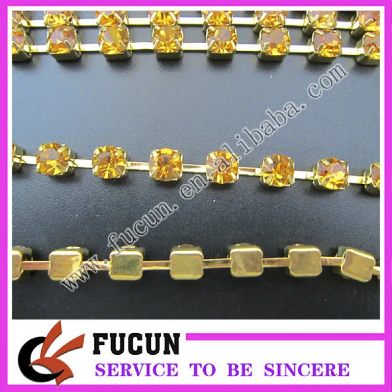 gold rhinestone cup chain for decoration