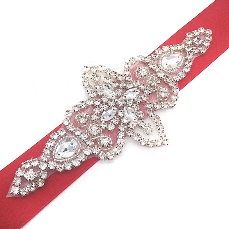 China manufacturer Handmade Beaded Crystal Rhinestone Applique For Bridal