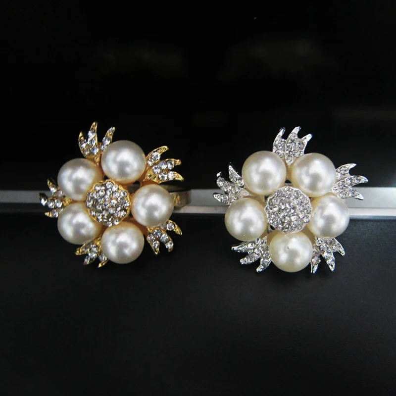 Chinese Hotel Wedding Table Plate Decorative Accessories Jeweled Pearls Napkin Ring