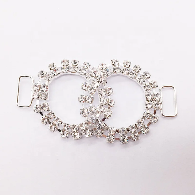 wholesale fashion women bikini accessories round shape rhinestone swimwear buckle