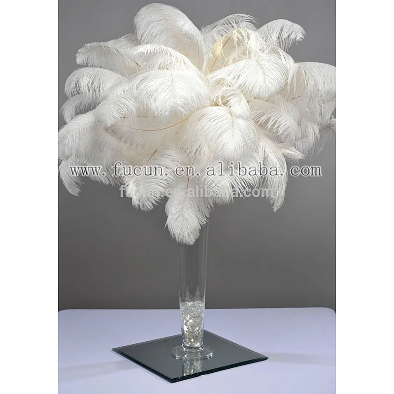 Top Quality Wedding Table Decorative Centerpiece Kit Bleached White Ostrich Feather