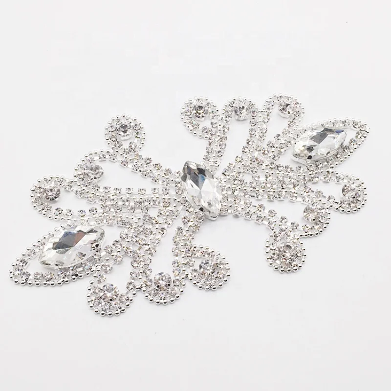 Bling smooth delicate flat back strass clear rhinestone princess headpiece applique for sale