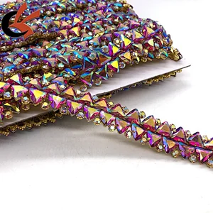 Colorful fancy AB colors chain crystal rhinestone trimming for clothes