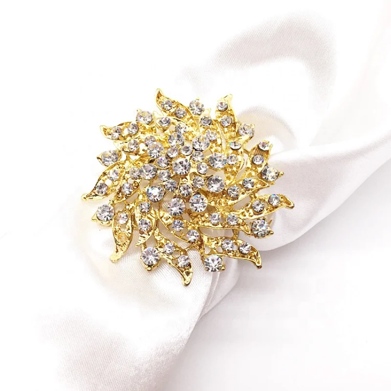 Gold FLORAL RHINESTONE NAPKIN RING
