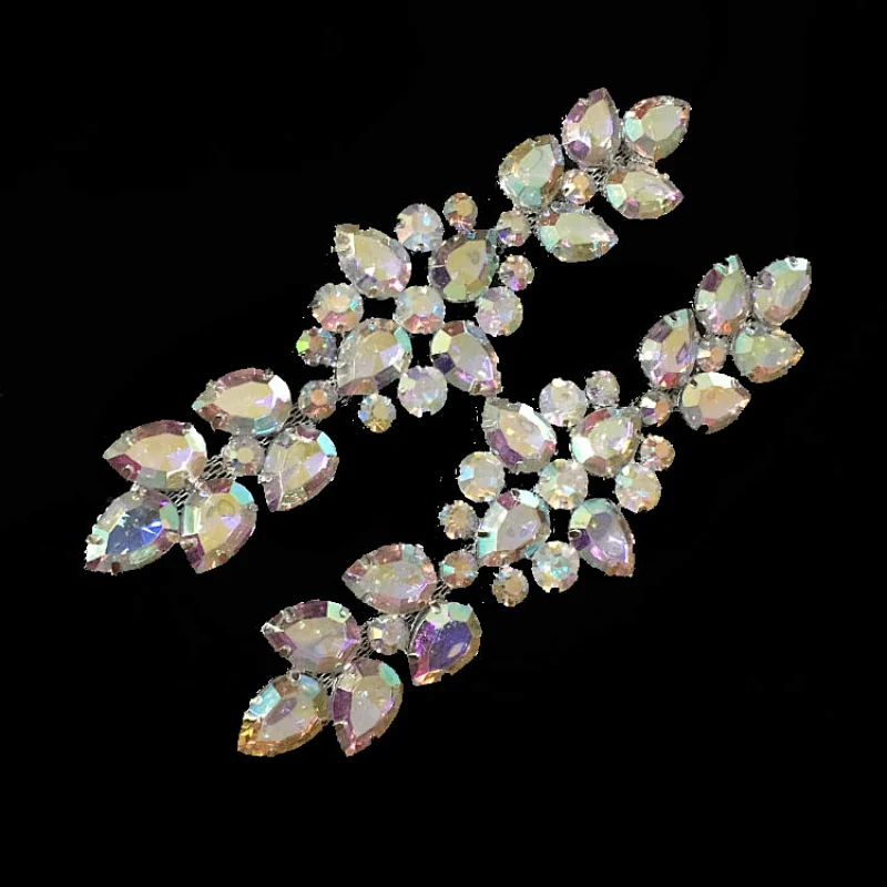 2019 shinny new design flat back large acrylic AB color stone brooch in silver