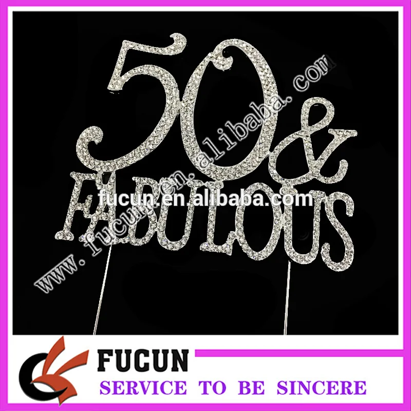 Hot sale Wholesale Wedding centerpieces silver crystal 50 fabulous cake topper