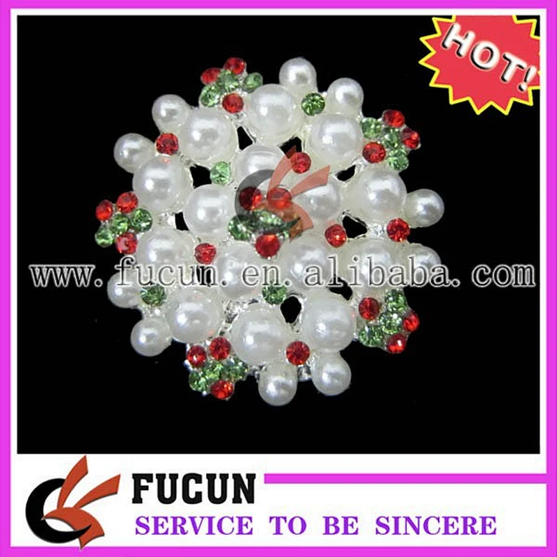 wholesale rhinestone pearl flower brooch for wedding bouquet decoration