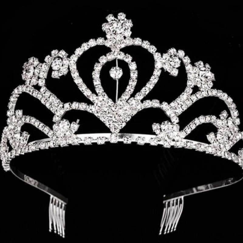 Wholesale large style wedding jewelry rhinestones bridal tiara with comb