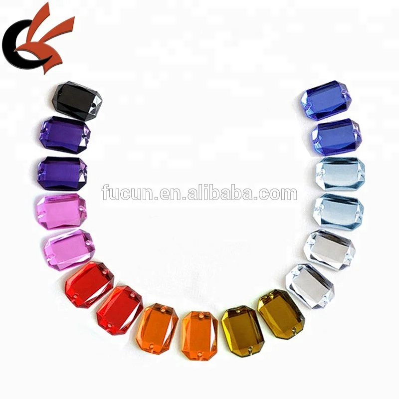 rectangle flat back acrylic beads