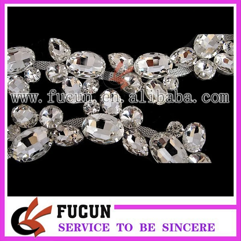 Craft White Rhinestones Trimming Banding Crystal Flower Sewing Trim