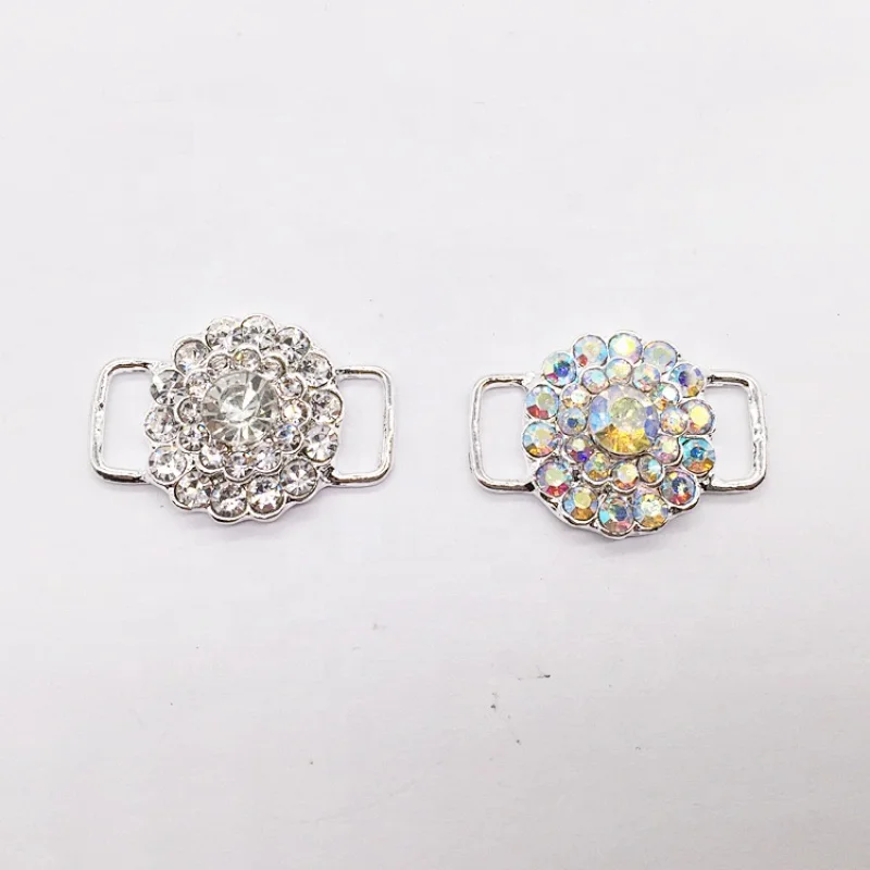 Crystal flower rhinestone clear ab swimming suit buckle connector for bikini centre