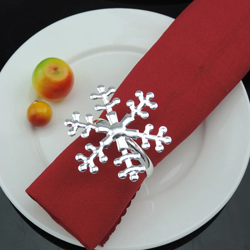 Cheap Bulk Silver Stainless Steel Metal Snowflake Pattern Napkin Ring