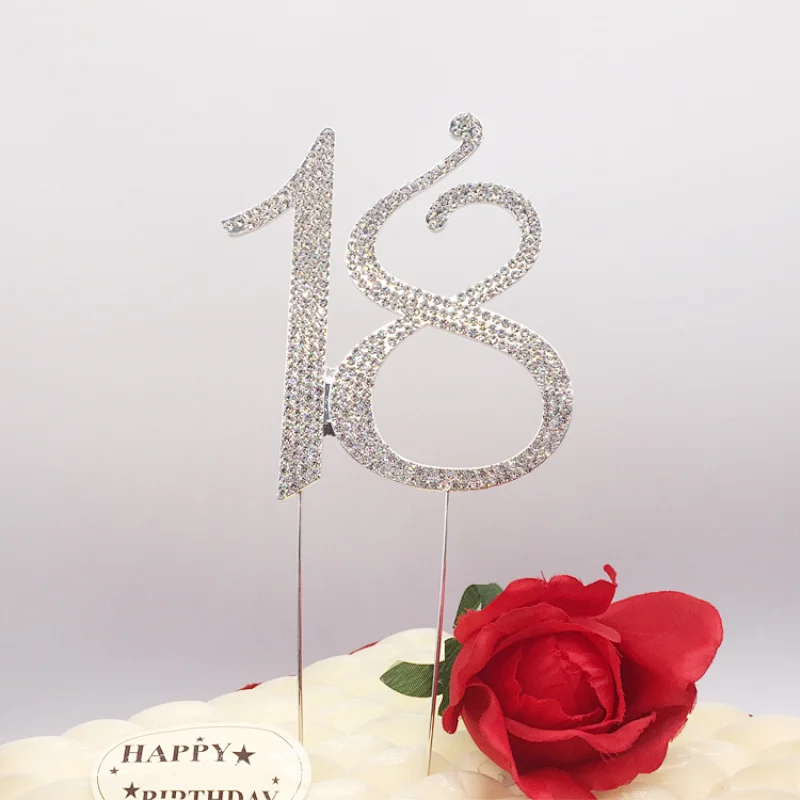 Best Sale 12cm Diamante Dual Numeral 18 Cake Toppers Wedding Birthday Cake Topper