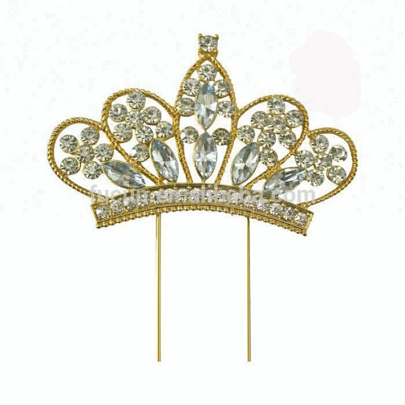 sparkly pink rhinestone acrylic crown wedding cake decorative cake topper