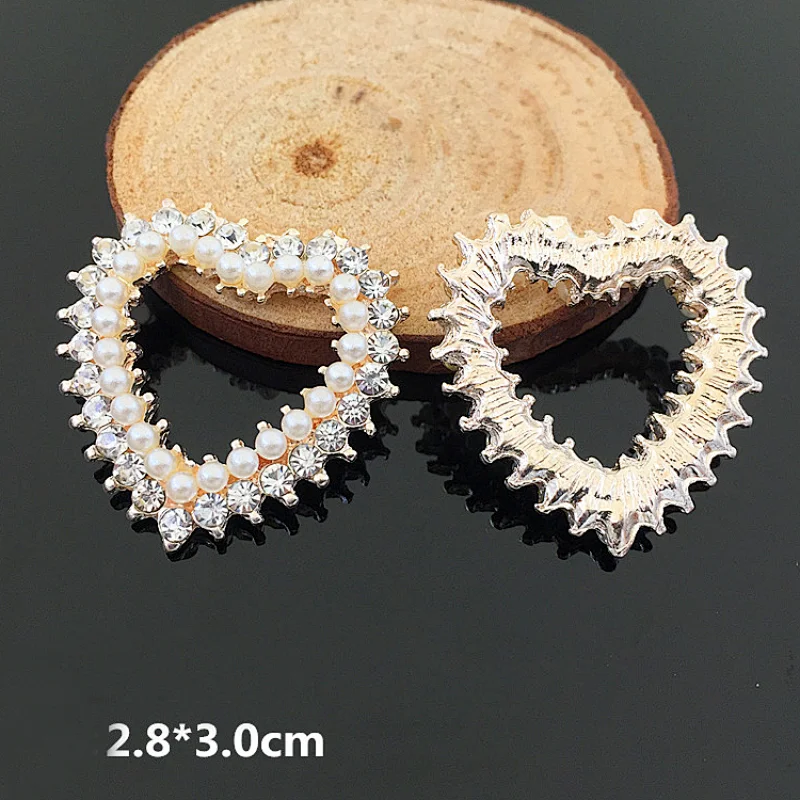 custom made pearl beads crystal heart shape rhinestone belt buckle