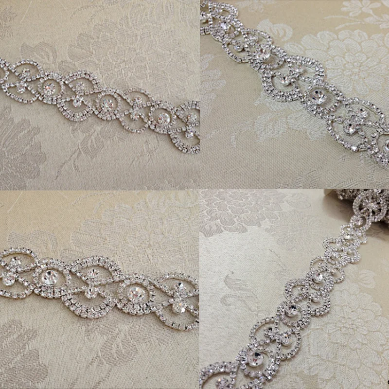 Sparkling rhinestone bridal applique crystal rhinestone diamante strass rhinestone trimming