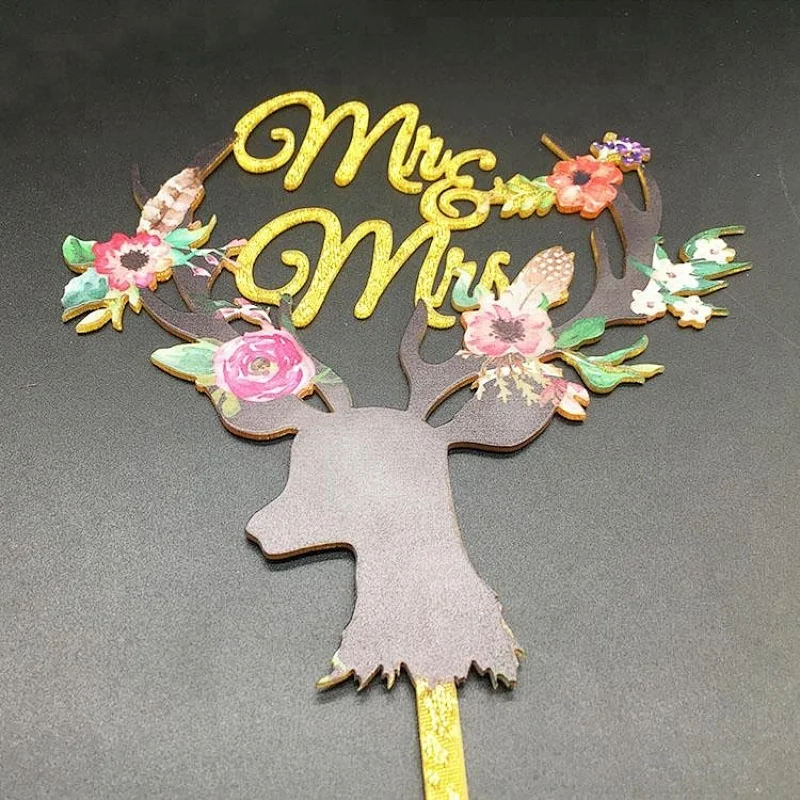China Amazon hot sale new design acrylic glitter cake topper for wedding
