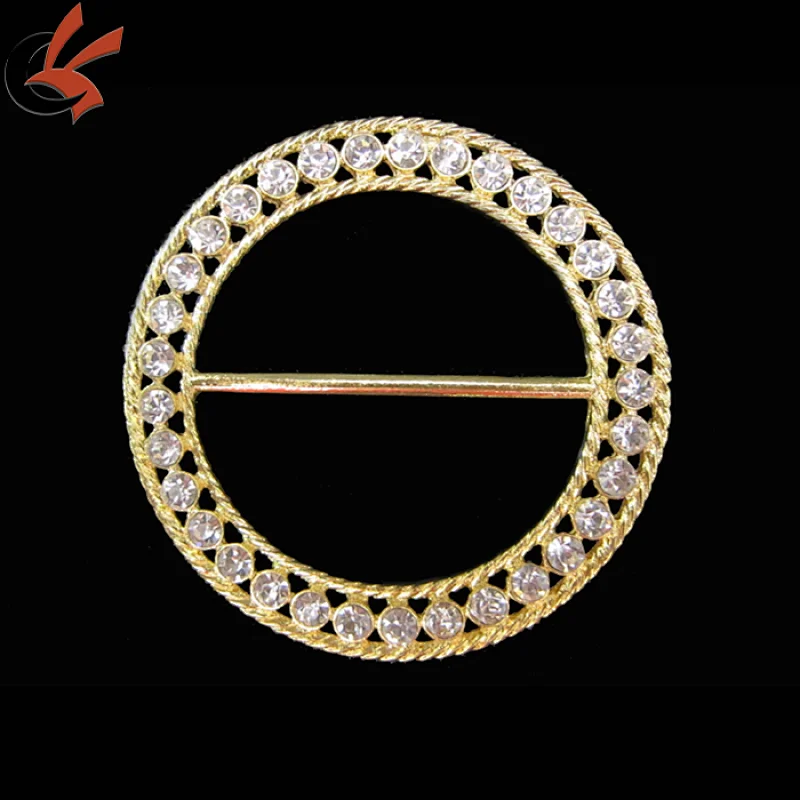 Vintage Art Deco Round fancy Metal Rhinestone Belt Buckles
