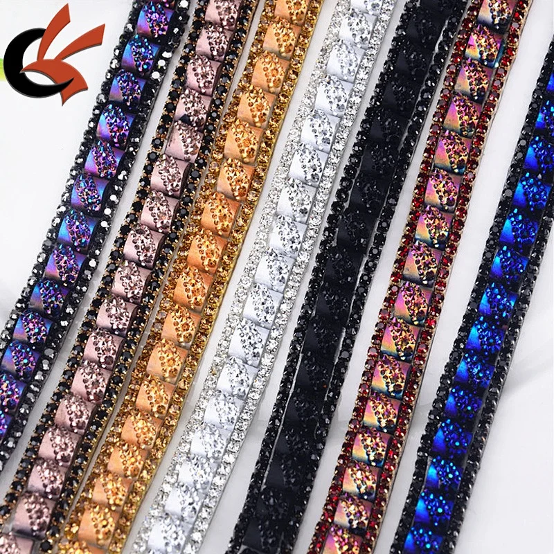 New arrival hot fix iron on rhinestone resin trimming