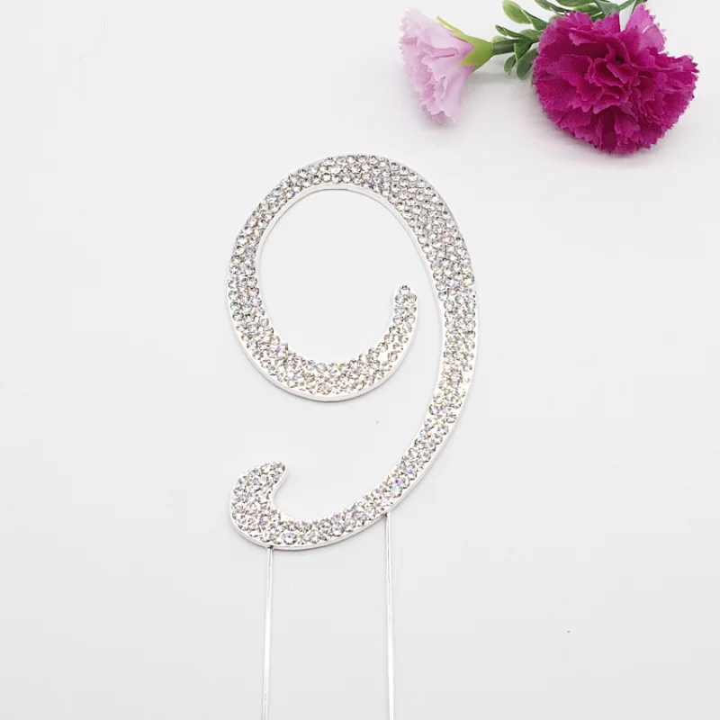 7cm height crystal clear number anniversary birthday cake topper for decoration
