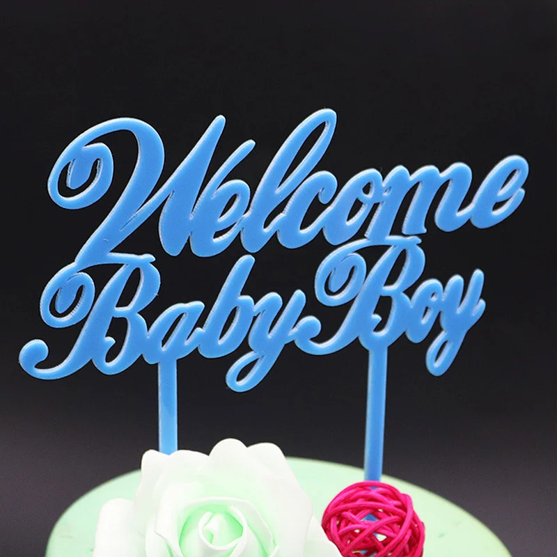 New Product ideas 2018 Welcome Baby Boy Coming Cake Topper for children birthday decor