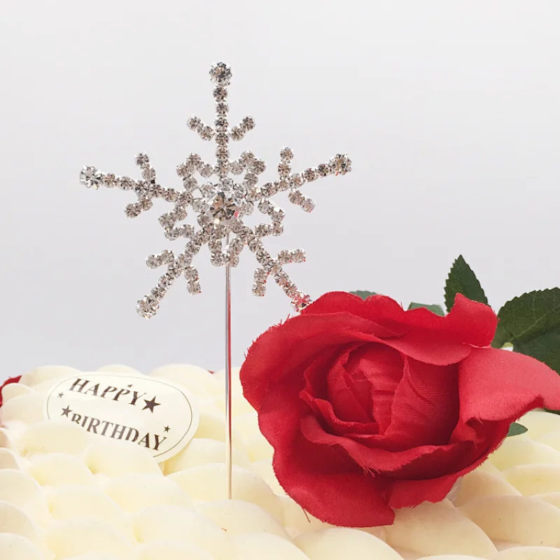 wedding christmas graduation party occasion christmas crystal snowflake cake toppers