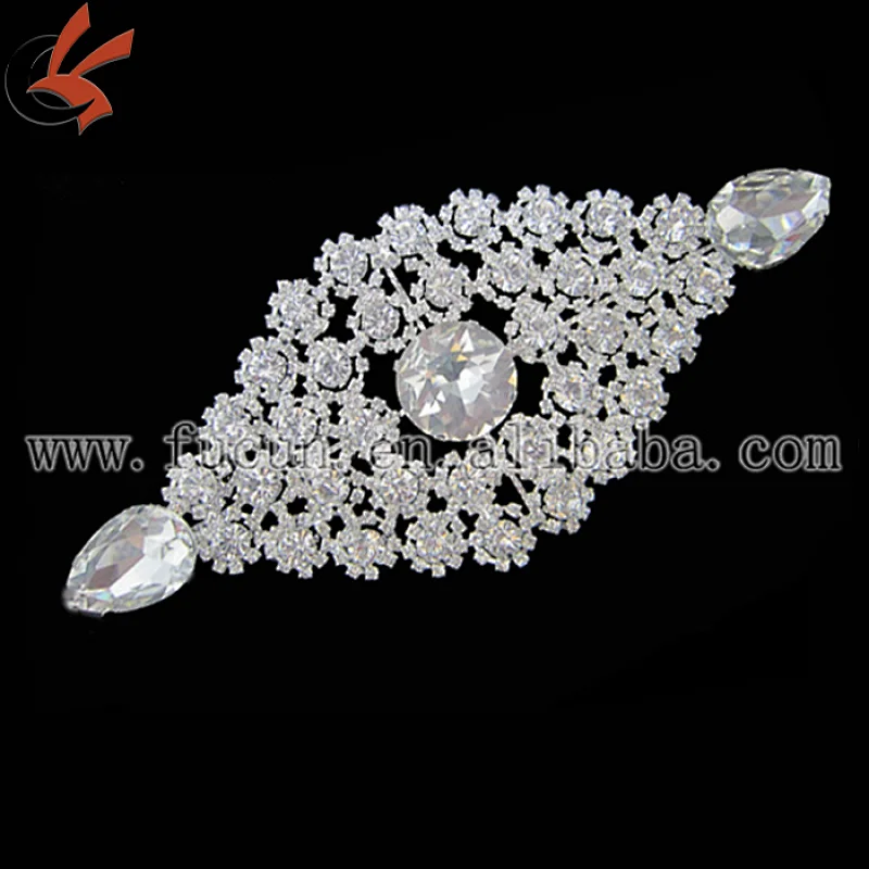 wholesale 18.5*8cm sew on rhinestone appliques for bride wedding