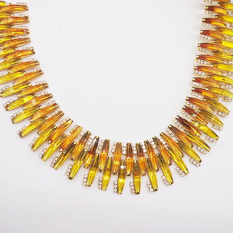 DIY Costume Sew On Gold Metal Custom resin color rhinestone trimming