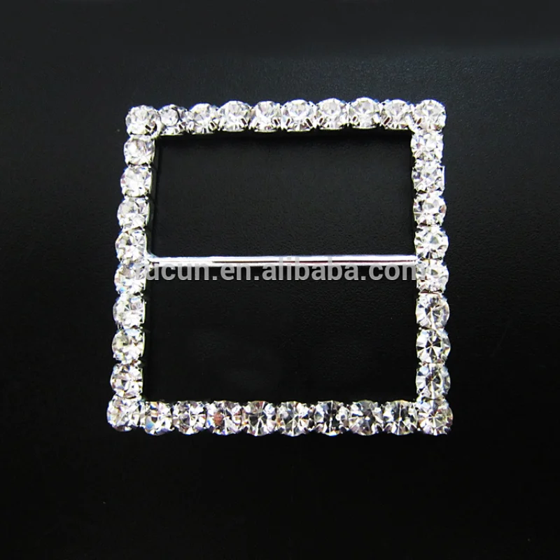40mm diamante wholesale square rhinestone sash belt buckle silver base chair sash buckles