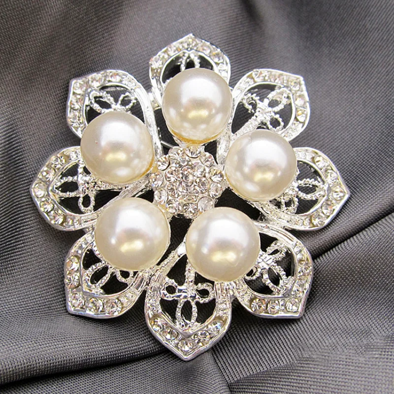 Wholesale Handmade Boutonniere Stick Flower Artificial Pearl Brooch Pins