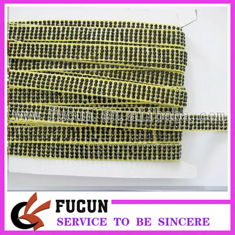 4 row black rhinestone tape