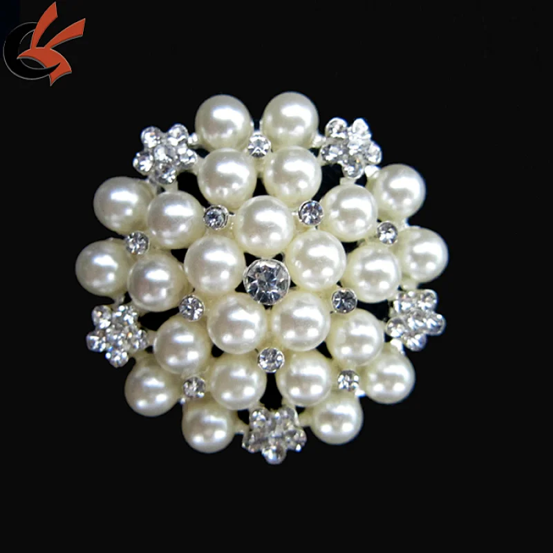 wholesale rhinestone pearl flower brooch for wedding bouquet decoration