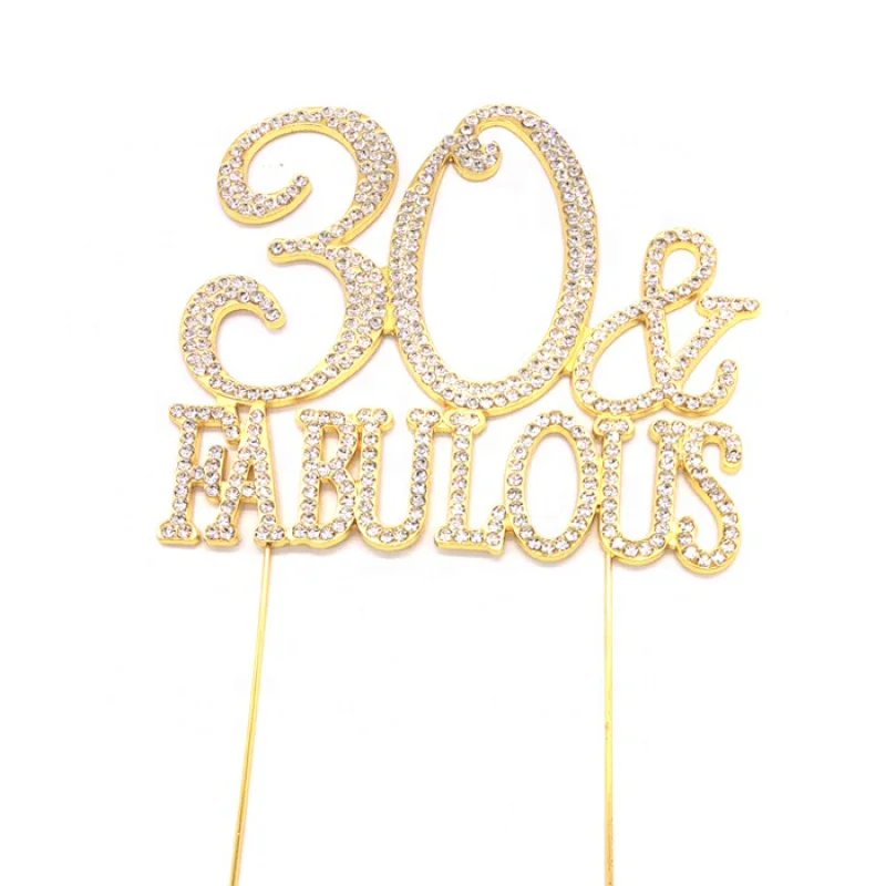 Birthday cake decorative accessories 30 & FABULOUS Crystal Rhinestone Cake Topper