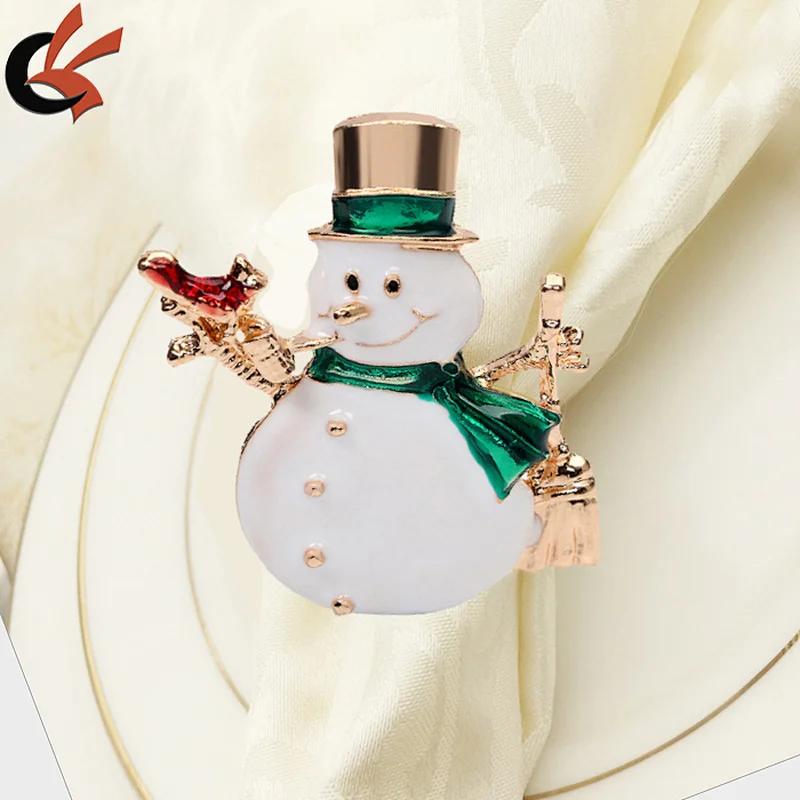 Antiques Christmas Holiday Enamel Snowman Napkin Ring