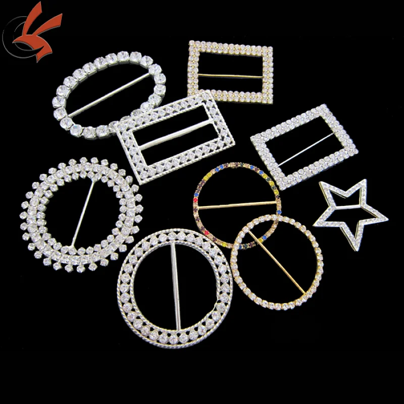 low MOQ Factory Custom rhinestone ribbon slider buckles for wedding decoration