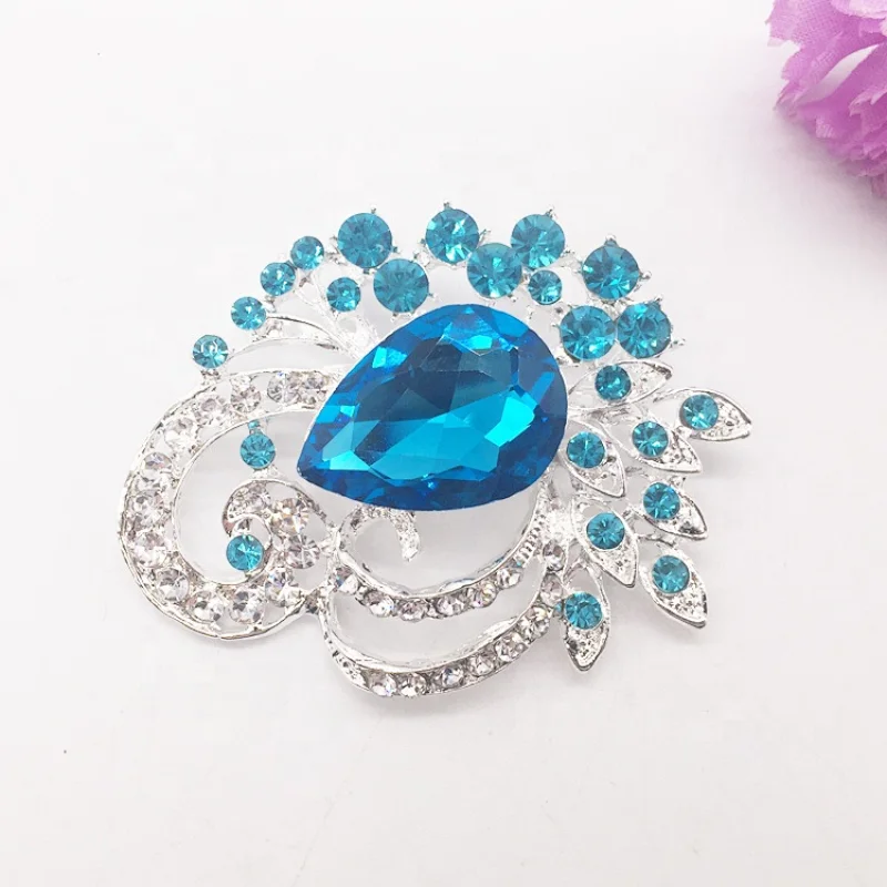 Wedding Bridal Costume African Jewelry Design Big Glass Rhinestone Brooch