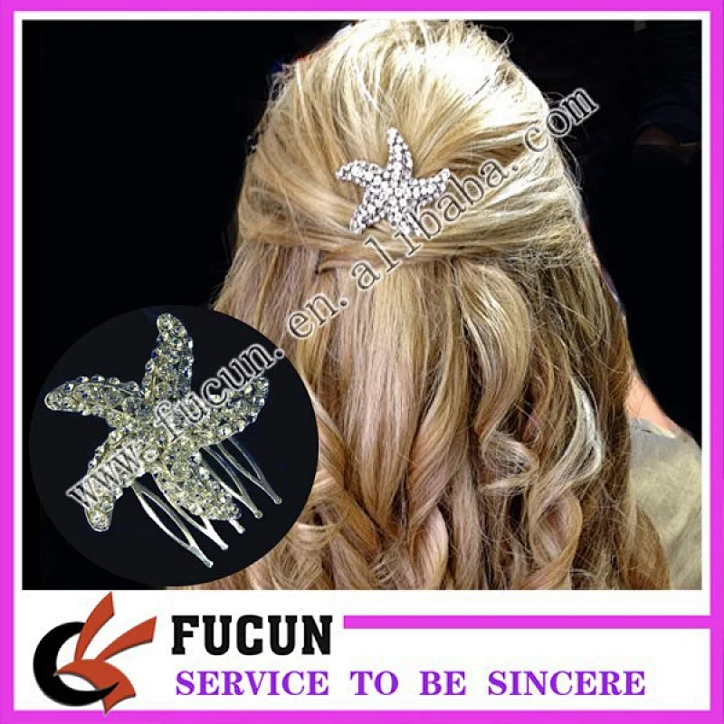 Crystal Hair Accessories Comb Star Bridal Wedding Rhinestones Fashion Silvery