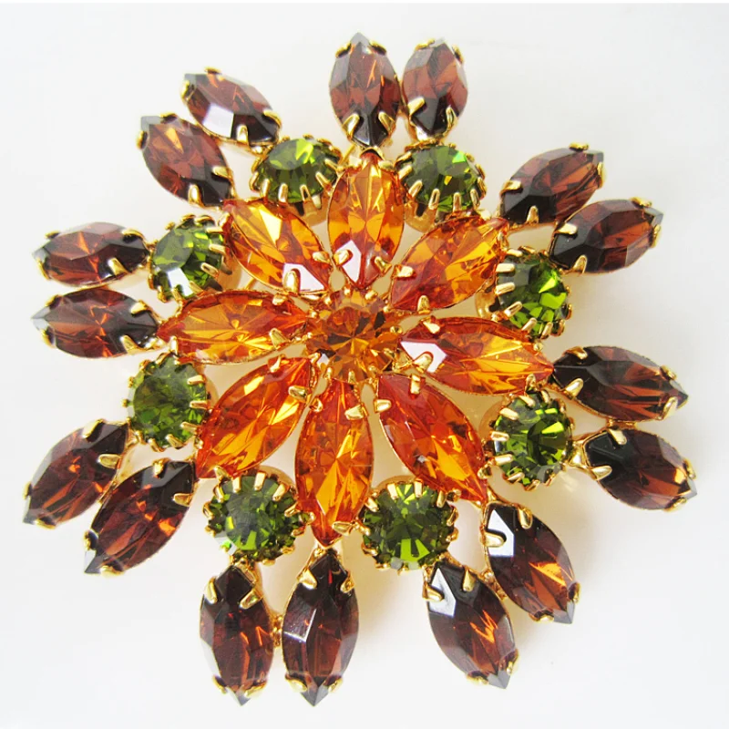 Fashion wholesale bulk colors crystal jewelry brooch for women