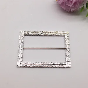 Fashion wholesale two lines clear rhinestone rectangle crystal buckle for sale