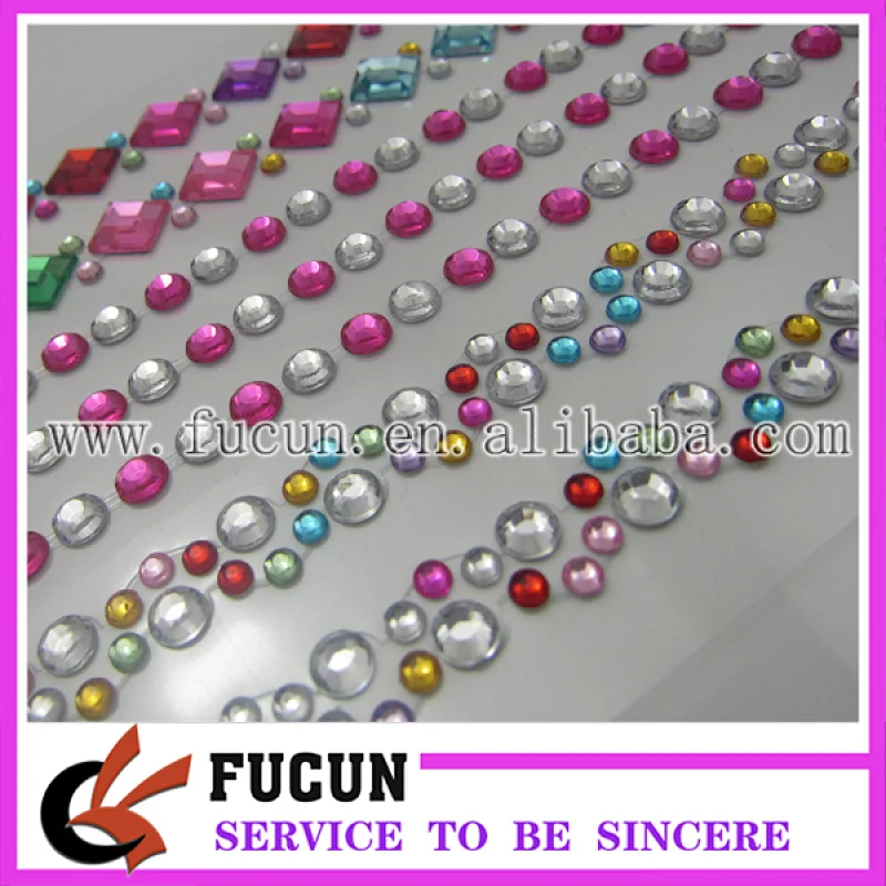 Novelty acrylic rhinestone gem sticker flower shape peel sticker