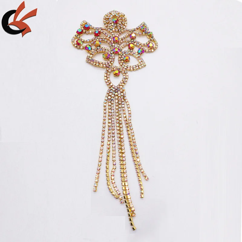 2019 New arrival Custom Sew On AB Clear Rhinestone Applique for Dance Dress Decoration