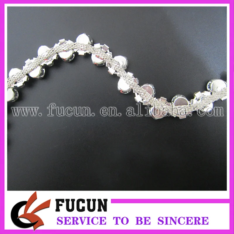 wholesale sparkling wedding Crystal Silver Trim Rhinestone Trimming Cup Chain Style