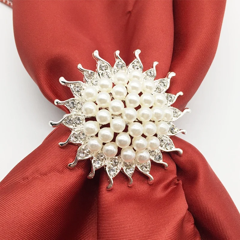 Wedding Christmas Wholesale Pearl beaded napkin rings Thanksgiving napkin holders