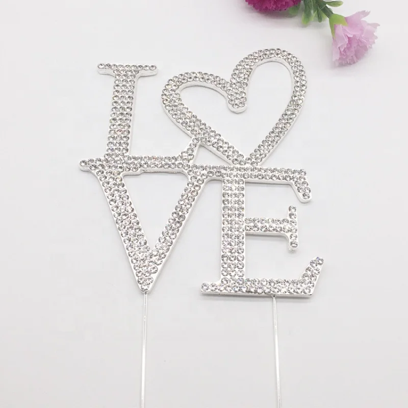 Party supplies decorative wedding love shaped cake topper frozen cake topper