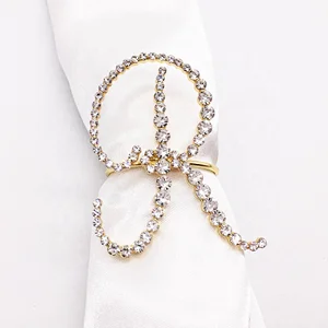 Rhinestone Table Decor Bling Supplies Wholesale Gold Letter R Napkin Ring